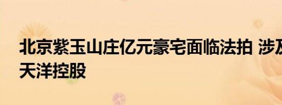 北京紫玉山庄亿元豪宅面临法拍 涉及地产商天洋控股