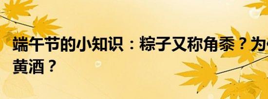 端午节的小知识：粽子又称角黍？为何要饮雄黄酒？