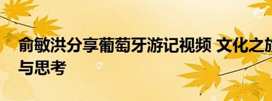 俞敏洪分享葡萄牙游记视频 文化之旅的启示与思考