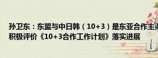 孙卫东：东盟与中日韩（10+3）是东亚合作主渠道，各方积极评价《10+3合作工作计划》落实进展