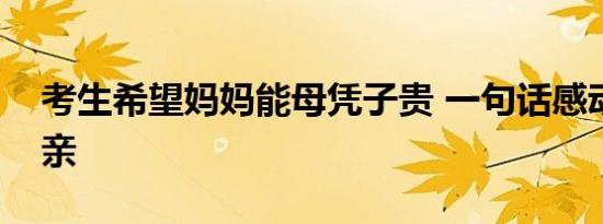 考生希望妈妈能母凭子贵 一句话感动万千母亲