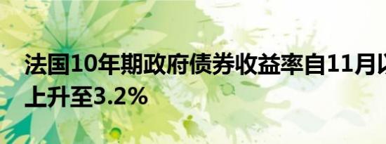 法国10年期政府债券收益率自11月以来首次上升至3.2%