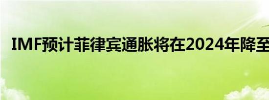 IMF预计菲律宾通胀将在2024年降至3.4%