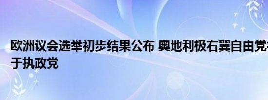 欧洲议会选举初步结果公布 奥地利极右翼自由党得票率略高于执政党