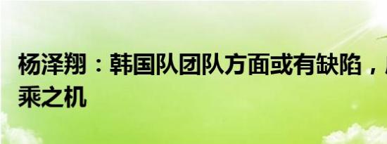 杨泽翔：韩国队团队方面或有缺陷，成国足可乘之机