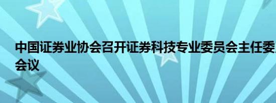 中国证券业协会召开证券科技专业委员会主任委员（扩大）会议