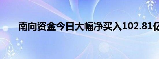 南向资金今日大幅净买入102.81亿元