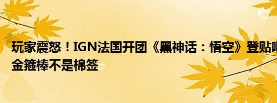 玩家震怒！IGN法国开团《黑神话：悟空》登贴吧热议榜 称金箍棒不是棉签