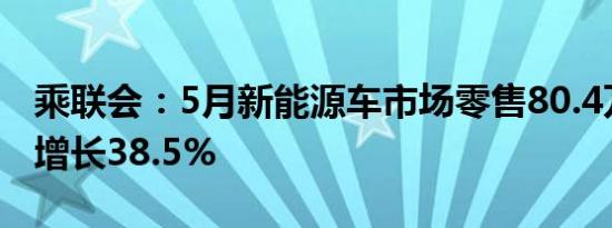 乘联会：5月新能源车市场零售80.4万辆同比增长38.5%