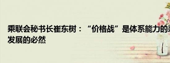 乘联会秘书长崔东树：“价格战”是体系能力的表现是行业发展的必然