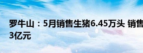 罗牛山：5月销售生猪6.45万头 销售收入1.13亿元