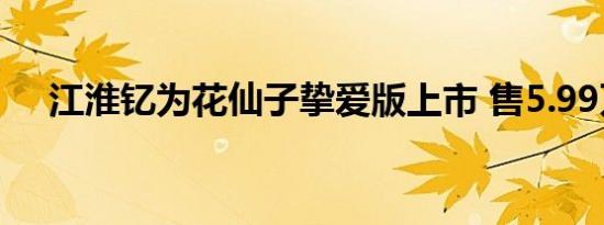 江淮钇为花仙子挚爱版上市 售5.99万起