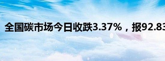 全国碳市场今日收跌3.37%，报92.83元/吨