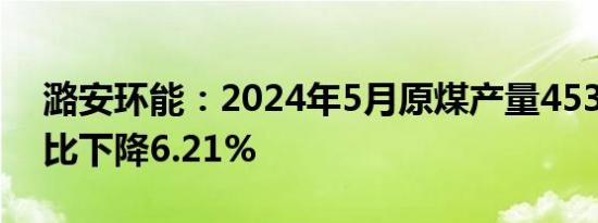 潞安环能：2024年5月原煤产量453万吨 同比下降6.21%