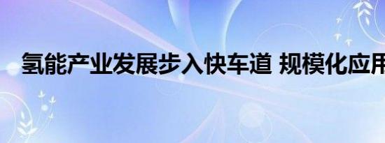 氢能产业发展步入快车道 规模化应用可期