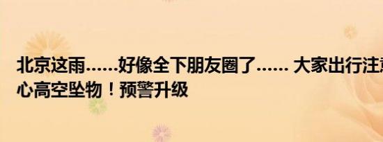 北京这雨……好像全下朋友圈了…… 大家出行注意安全，小心高空坠物！预警升级