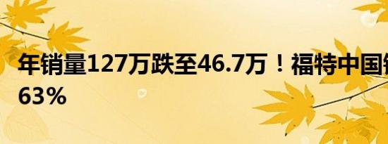 年销量127万跌至46.7万！福特中国销量暴跌63%