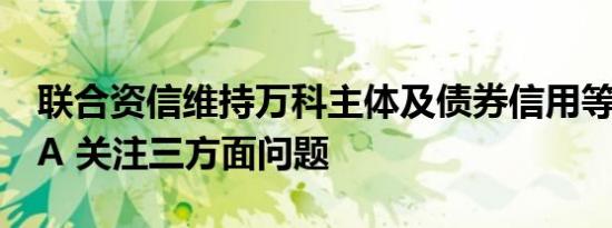 联合资信维持万科主体及债券信用等级为AAA 关注三方面问题