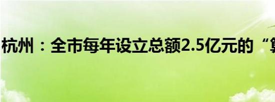 杭州：全市每年设立总额2.5亿元的“算力券”