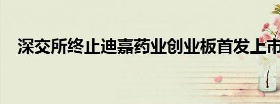 深交所终止迪嘉药业创业板首发上市审核