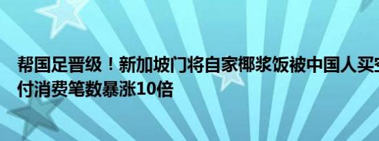 帮国足晋级！新加坡门将自家椰浆饭被中国人买空：微信支付消费笔数暴涨10倍