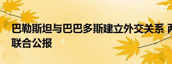 巴勒斯坦与巴巴多斯建立外交关系 两国签署联合公报