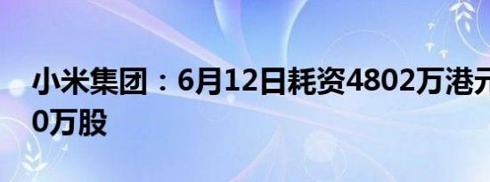 小米集团：6月12日耗资4802万港元回购280万股