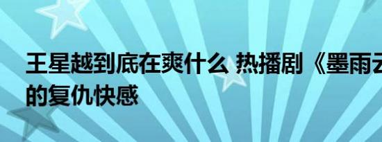 王星越到底在爽什么 热播剧《墨雨云间》里的复仇快感