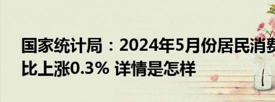 国家统计局：2024年5月份居民消费价格同比上涨0.3% 详情是怎样