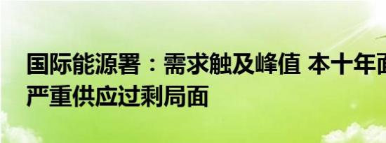 国际能源署：需求触及峰值 本十年面临石油严重供应过剩局面