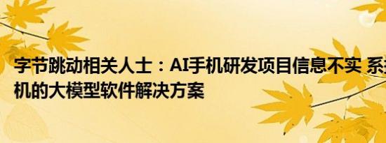 字节跳动相关人士：AI手机研发项目信息不实 系探索基于手机的大模型软件解决方案