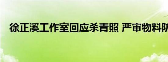 徐正溪工作室回应杀青照 严审物料防误解