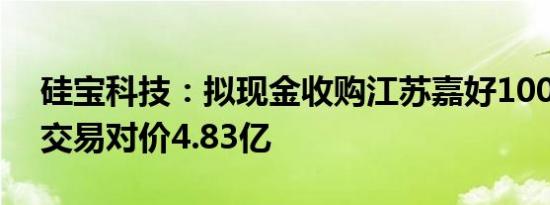 硅宝科技：拟现金收购江苏嘉好100%股权 交易对价4.83亿