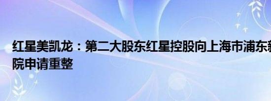 红星美凯龙：第二大股东红星控股向上海市浦东新区人民法院申请重整