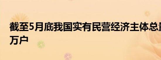 截至5月底我国实有民营经济主体总量18045万户