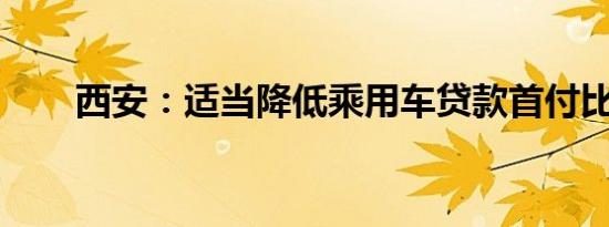 西安：适当降低乘用车贷款首付比例