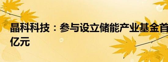 晶科科技：参与设立储能产业基金首轮募资5亿元