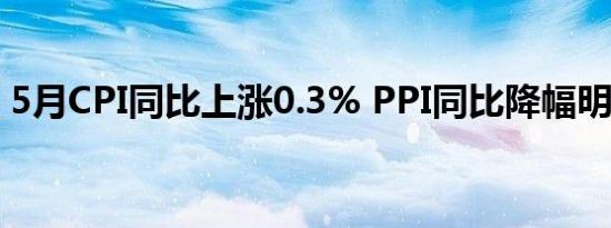 5月CPI同比上涨0.3% PPI同比降幅明显收窄