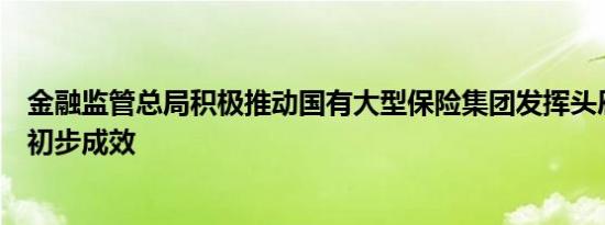 金融监管总局积极推动国有大型保险集团发挥头雁作用取得初步成效