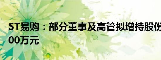 ST易购：部分董事及高管拟增持股份不低于500万元