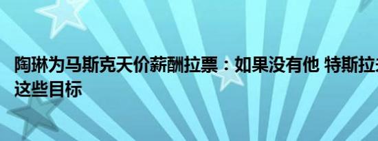 陶琳为马斯克天价薪酬拉票：如果没有他 特斯拉未必能达成这些目标