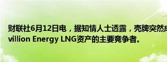 财联社6月12日电，据知情人士透露，壳牌突然成为收购Pavillion Energy LNG资产的主要竞争者。