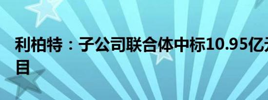 利柏特：子公司联合体中标10.95亿元工程项目