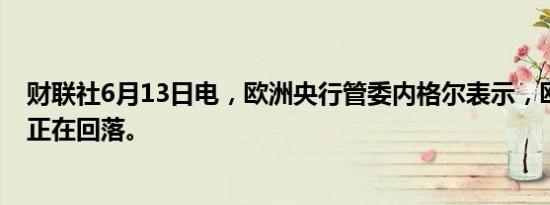 财联社6月13日电，欧洲央行管委内格尔表示，欧元区通胀正在回落。