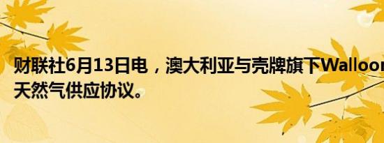 财联社6月13日电，澳大利亚与壳牌旗下Walloons签署新版天然气供应协议。