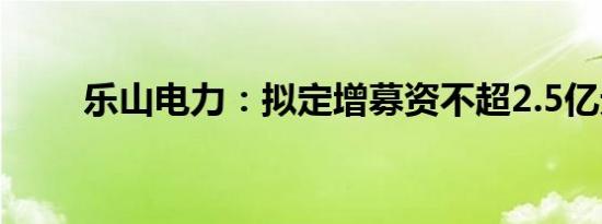 乐山电力：拟定增募资不超2.5亿元