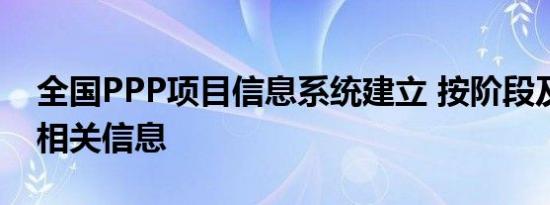 全国PPP项目信息系统建立 按阶段及时填报相关信息