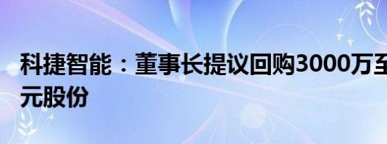 科捷智能：董事长提议回购3000万至6000万元股份