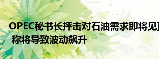 OPEC秘书长抨击对石油需求即将见顶的预测 称将导致波动飙升