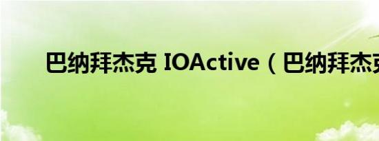 巴纳拜杰克 IOActive（巴纳拜杰克）